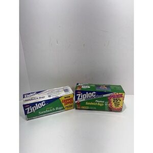 Ziploc Gripper Zipper Pleated Sandwich Bags 2 Box Total 114 Bags Vintage Dow New